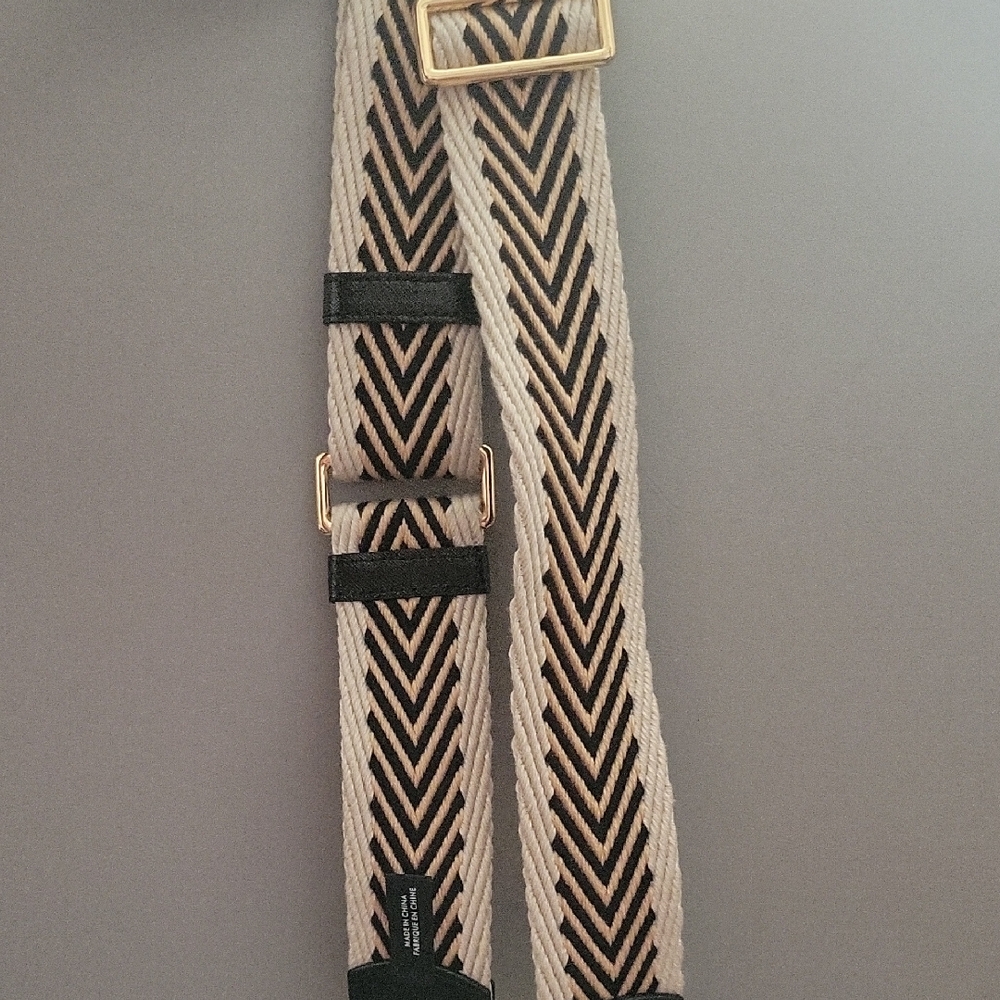 Marc Jacobs Black and Cream Chevron Belt